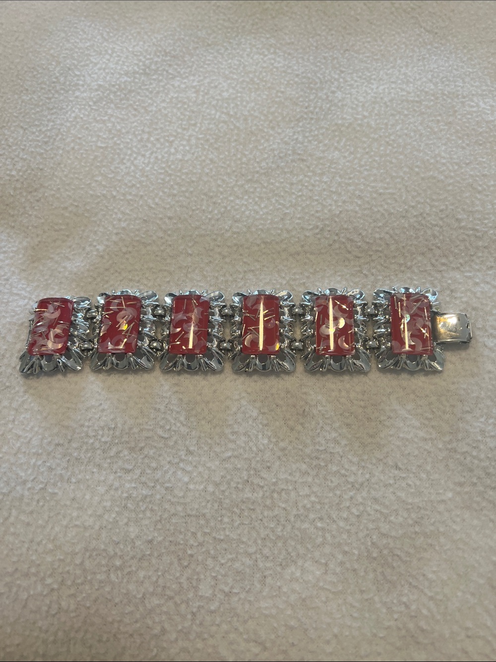 Gorgeous Red and Silver Statement Bracelet